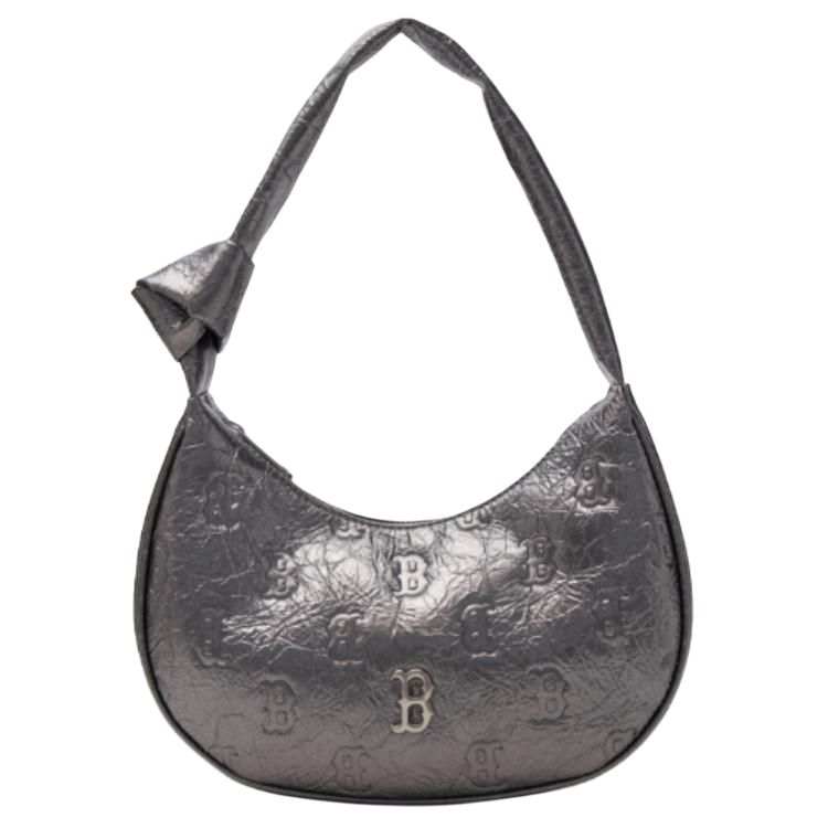 MLB MLB Monogram Synthetic Leather HOBO Shoulder Bag Women's Gray
