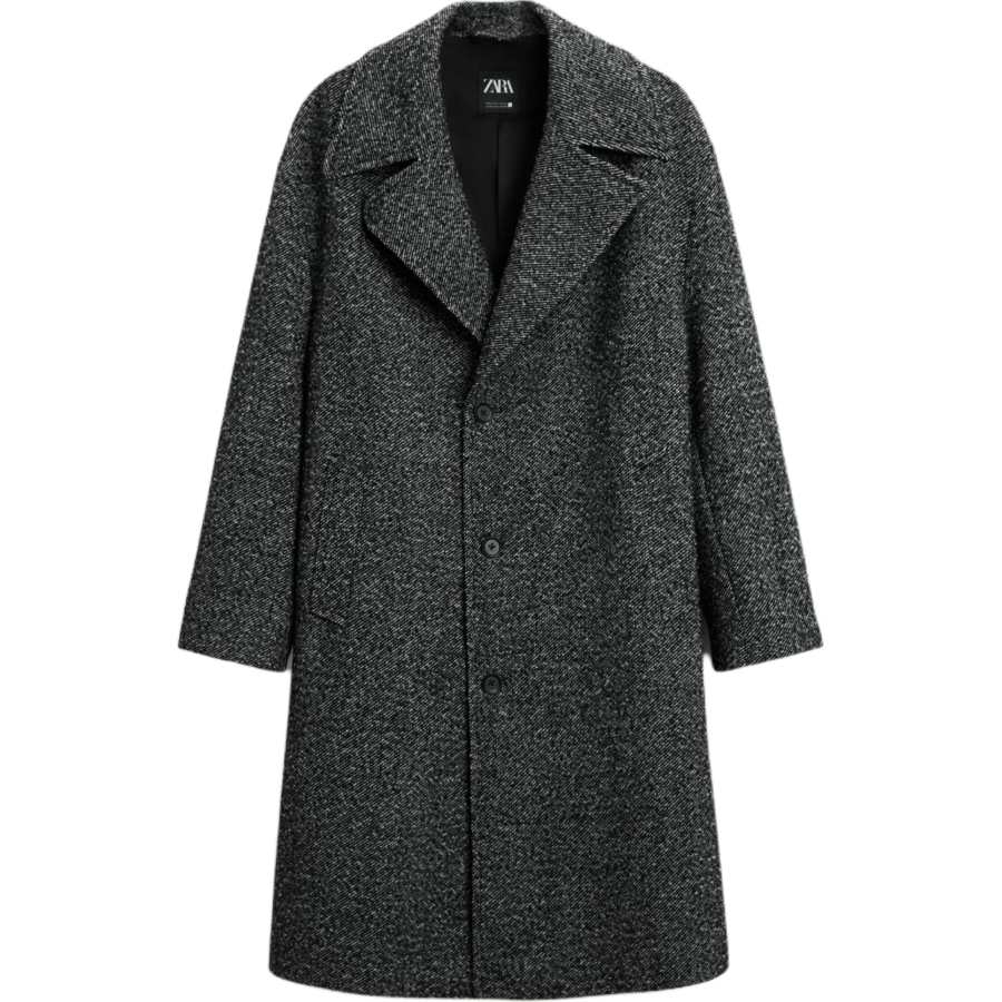 ZARA Coats Men's Coal Gray Suit Collar Moderate