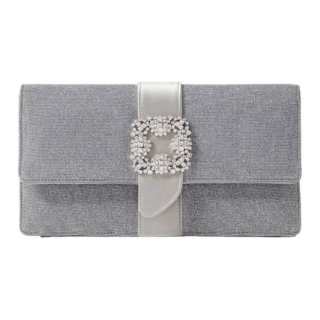 MANOLO BLAHNIK Fabric Clutch Women's Silver