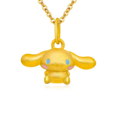 CHJ JEWELLERY CHAOHONGJI Cinnamoroll Sanrio Collaboration, Heartbeat Cinnamoroll, Niche Refined Girly 5D Hard Gold Mini Solid Gold