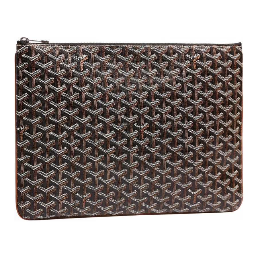 GOYARD SENAT Canvas With Leather Wallet, Toiletry Bag, Clutch Regular Unisex Brown