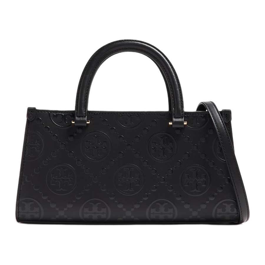 TORY BURCH TORY BURCH T Monogram Embossed Small East West Tote Black