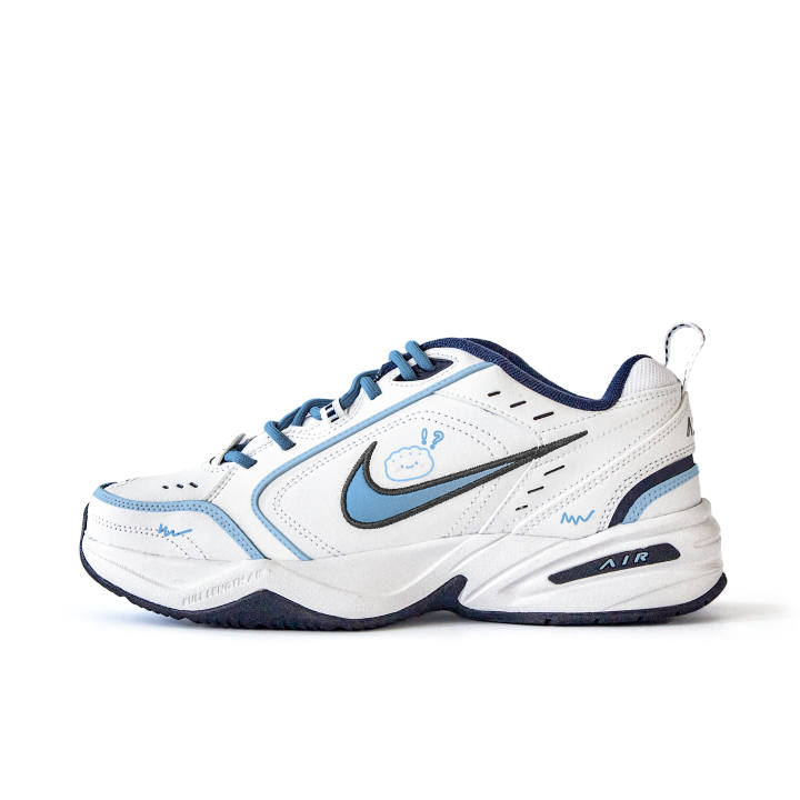 Nike Nike Air Monarch 4 Slip Resistant Abrasion Resistant Low top Chunky Sneakers Unisex White Blue