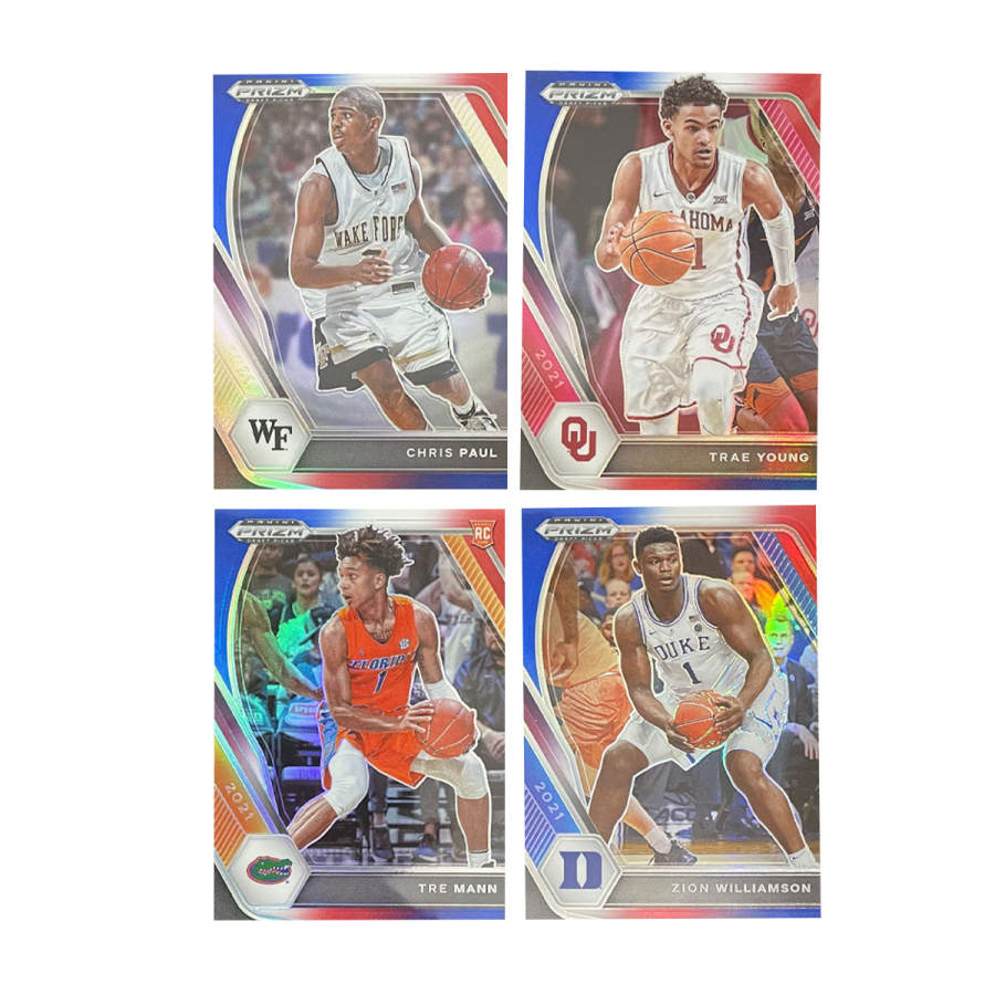 PANINI 2021 PRIZM Zion Williamson+Trae Young+Paul+Trae Man+Teka, Refringence, University, 4 Pcs Sports Cards 4 Pcs