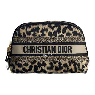 DIOR Canvas Bag Makeup Bag Women's Black & Beige