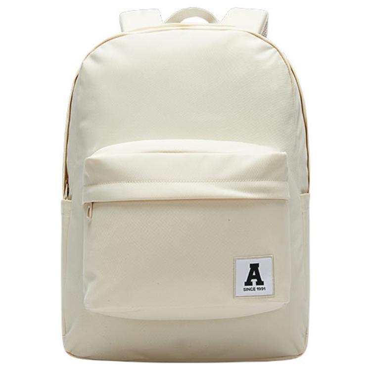 ANTA Anta Life Collection Fabric Top Student Backpack, Students Backpack Unisex Light Beige White