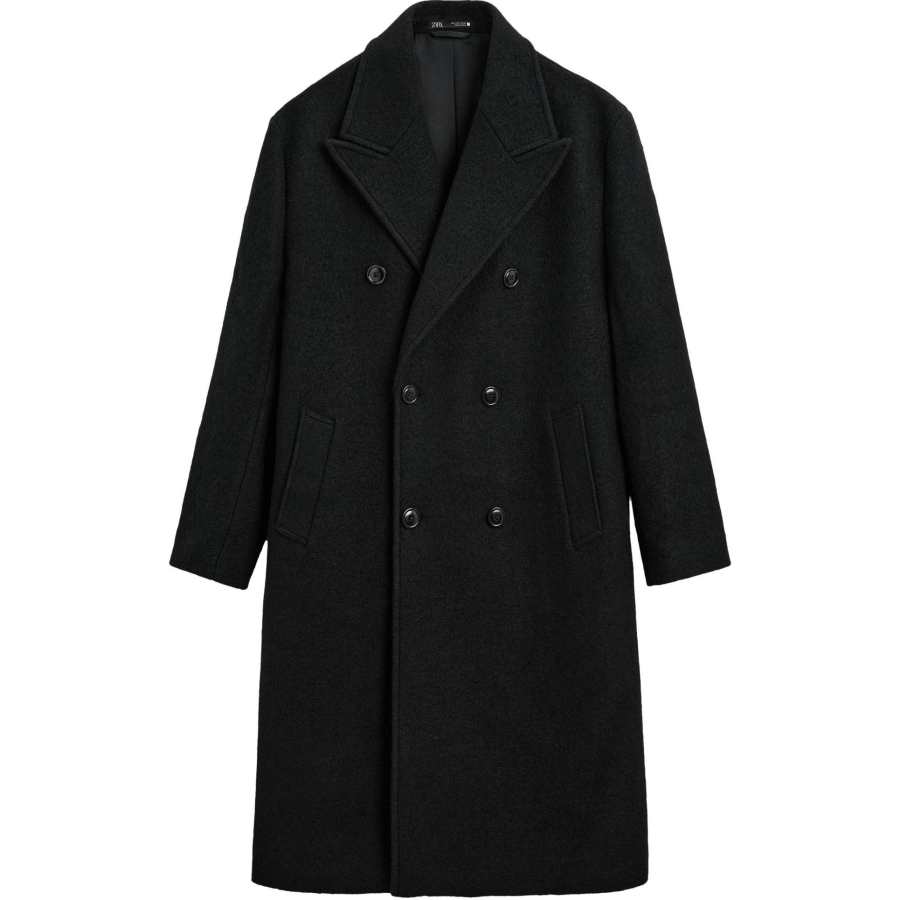 ZARA Coats Men's Black Suit Collar Moderate