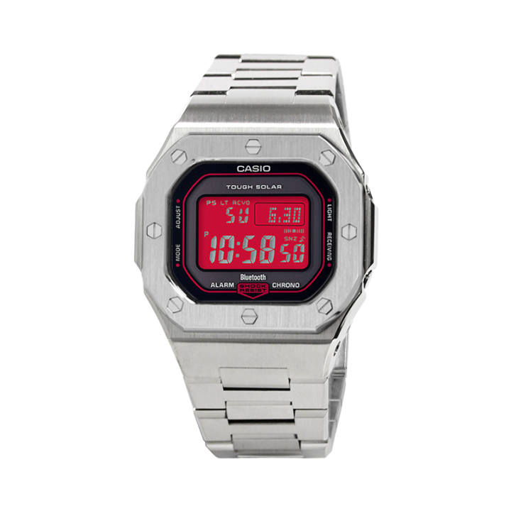 CASIO CASIO Custom Collection Solar Movement Stainless Steel Strap Watch Unisex Red Watch Dial