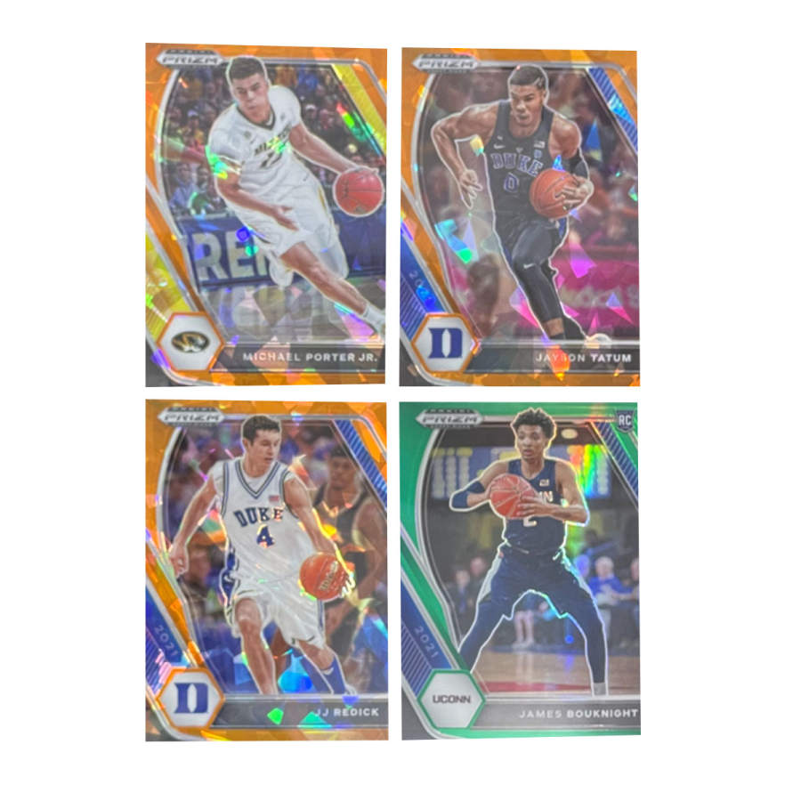 PANINI 2021 PRIZM Michael Porter+Tatum+JJ Redick+Booker, Tuck, Orange, University, Total 4 Pieces Sports Cards 4 Pcs