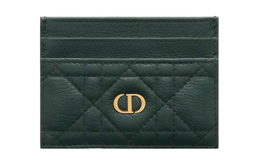 DIOR Caro Soft Cow Leather Card Holder Card Holder Women's Pine Green