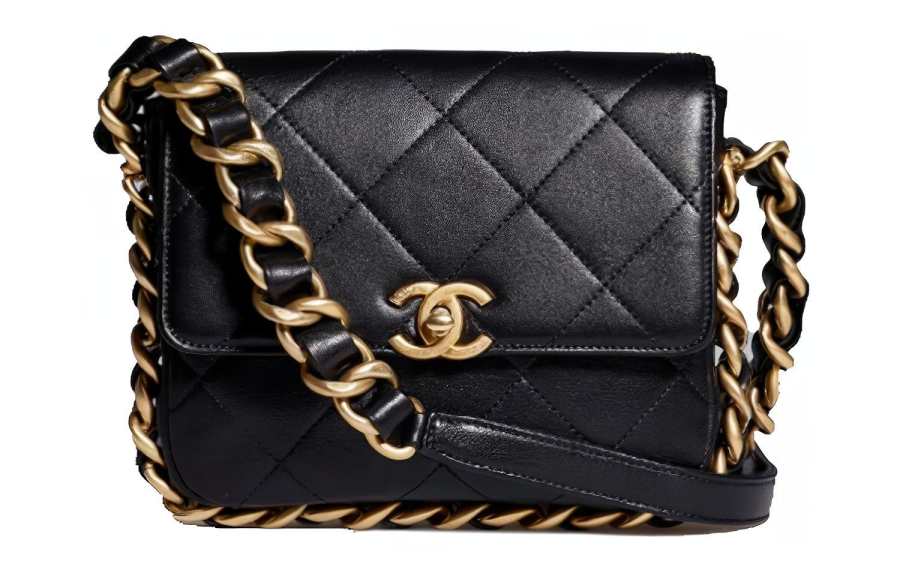 CHANEL 21K Winter Sheepskin Camera Bag, One Shoulder Handbag, Crossbody Bag Medium Women's Black