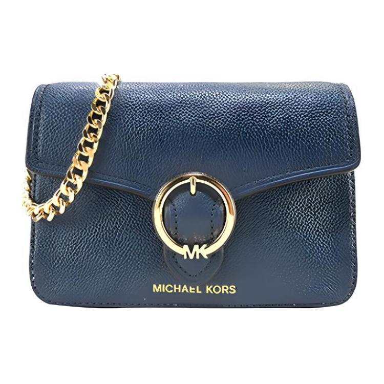 MICHAEL KORS Wanda Cow Leather Shoulder Bag, Crossbody Bag Small Women's Navy Blue