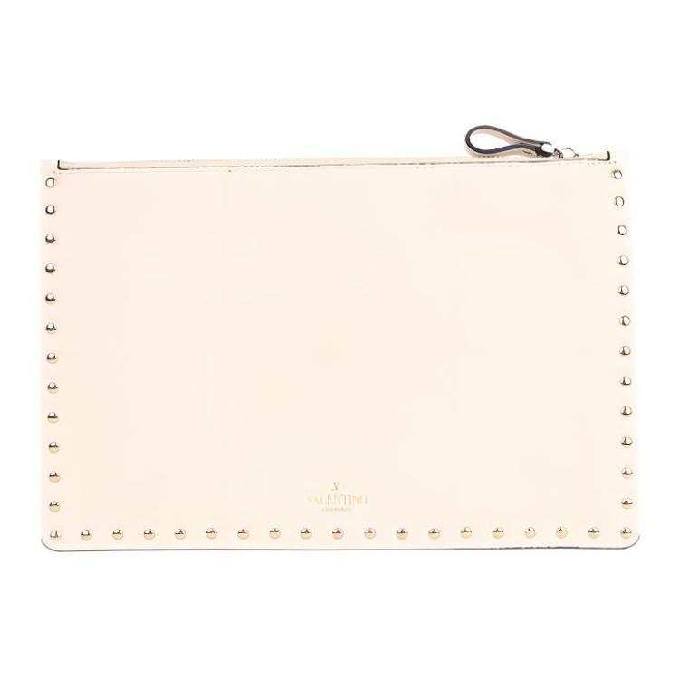 Valentino Cow Leather Clutch Women's Ivory