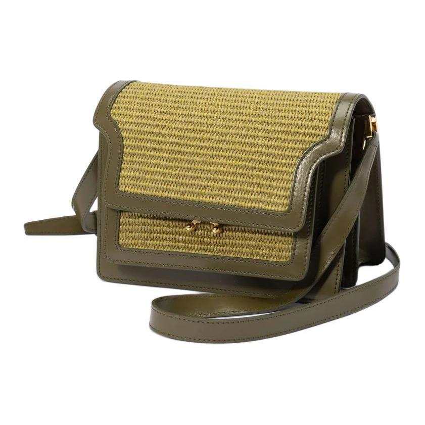 MARNI Calfskin Trunk Bag, Crossbody Bag, Shoulder Bag Medium Women's Brown Yellow