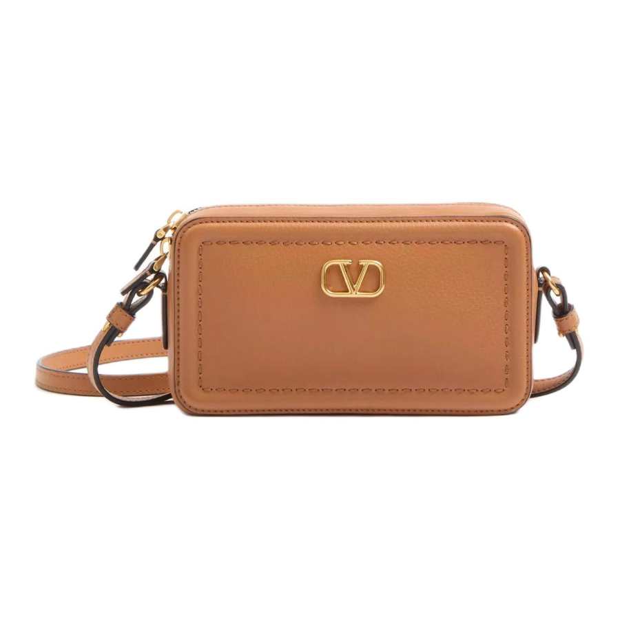 Valentino Calfskin Shoulder Bag Mini Women's Almond