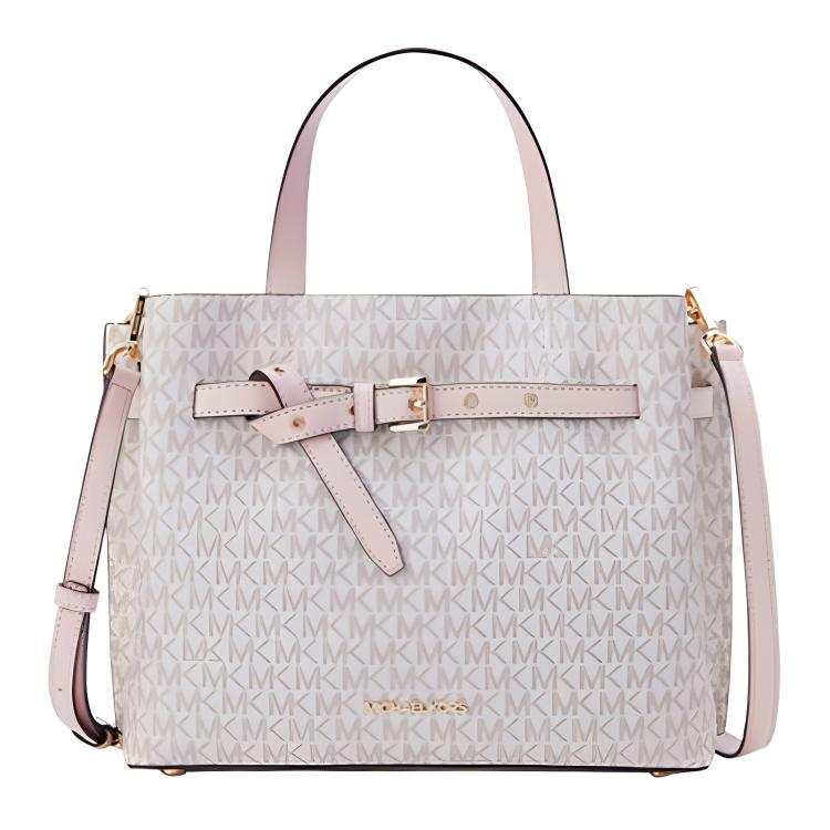MICHAEL KORS Emilla Artificial Leather Handbag Large Women's Vanilla White/Light Pink