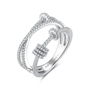 Apm Monaco PIERCING Series 925 Sterling Silver Synthetic Cubic Zirconia Rings Women's Silver