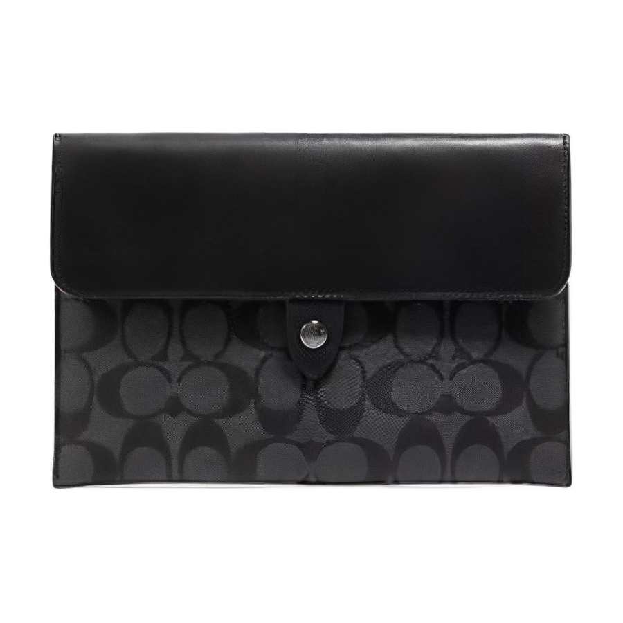 COACH COACH Tablet Canvas With Leather Card Holder, Wallet Medium Men's Black