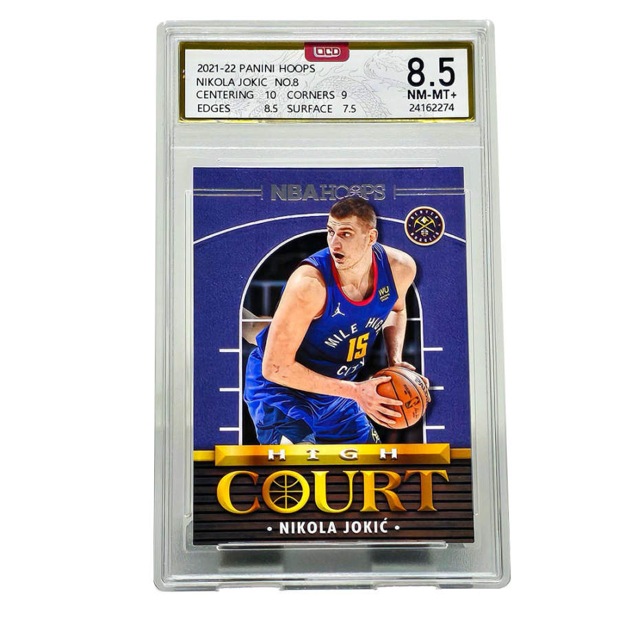 PANINI Nikola Jokic Basketball Card, Ready To Jump And Slam, HTGH COURT Large Logo Moment, Gold Label Graded Cards 1 Pc