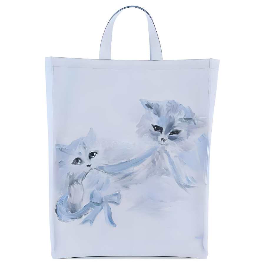 Acne Studios Acne Studios Polyester Tote Bag, Shopping Bag, Shoulder Bag, Handbag Unisex Light Blue