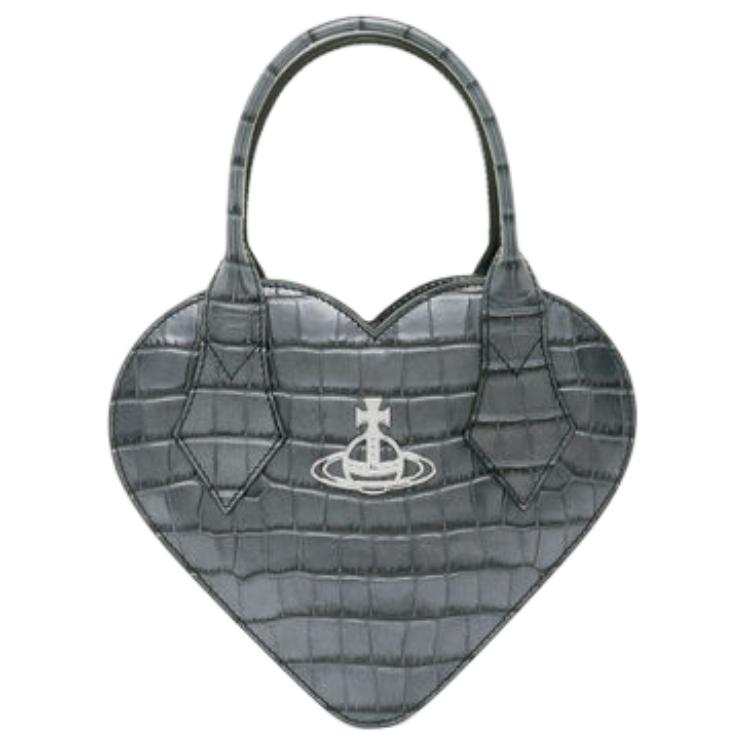 Vivienne Westwood Leather Heart Shaped Bag, One Shoulder Handbag Regular Women's Gray