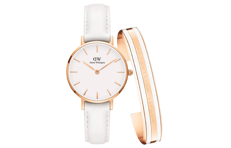 DW/DanielWellington Daniel Wellington DW Watch & DW Bangle Wrist Watches Quartz Movement White Dial Women's Watch