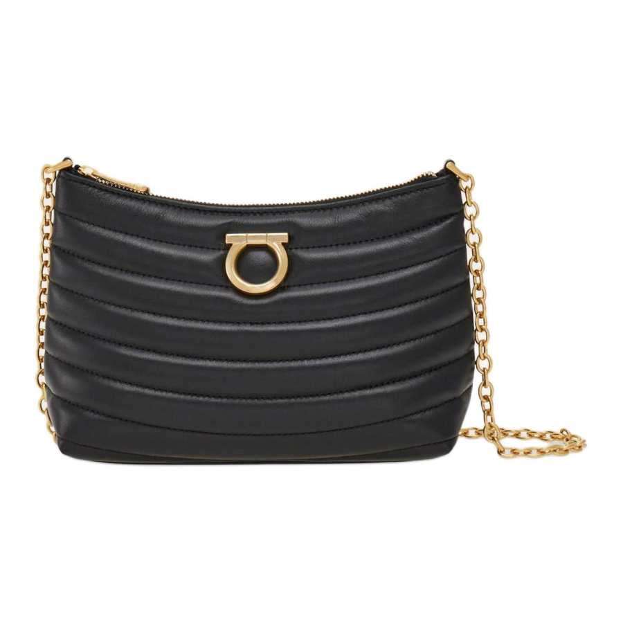 FERRAGAMO Calfskin Shoulder Bag Mini Women's Black