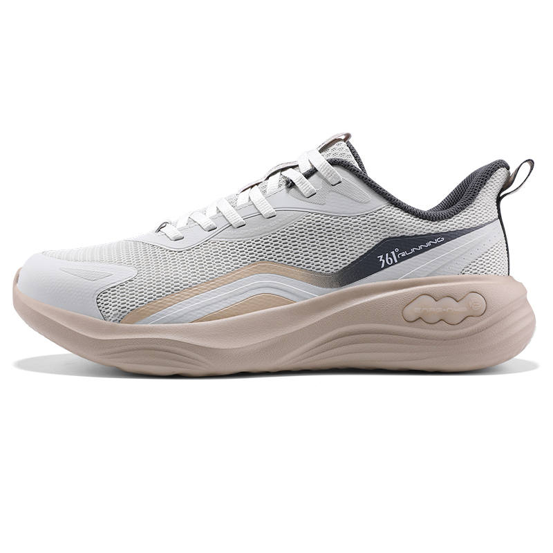 361° Slip Resistant, Abrasion Resistant, Breathable Low top Sprint Running Shoes Men's White Beige