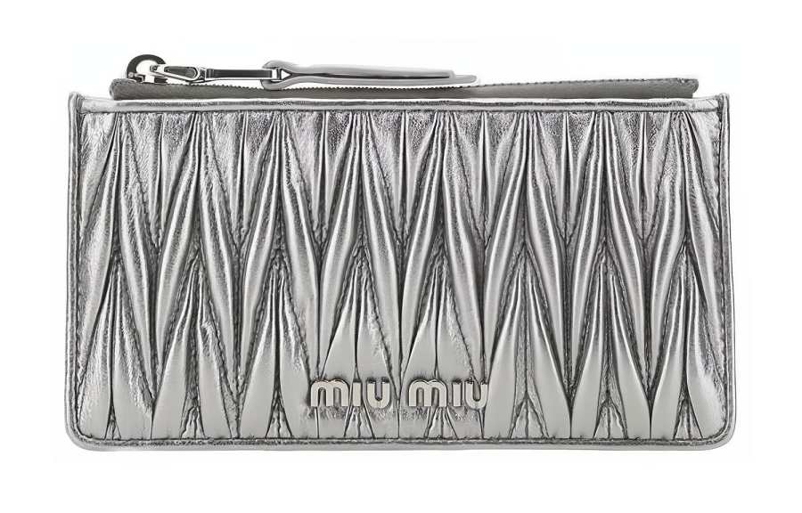 MIU MIU Leather Wallet Women's Silver