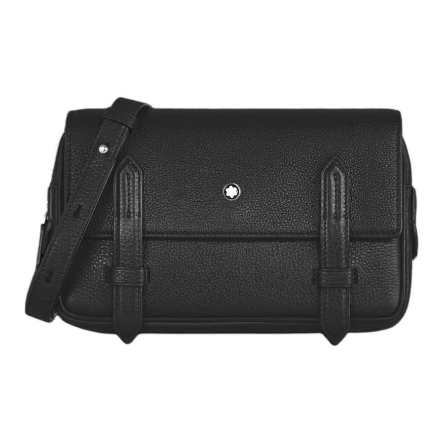 MONTBLANC Cow Leather Messenger Bag, Crossbody Bag, Shoulder Bag Men's Black