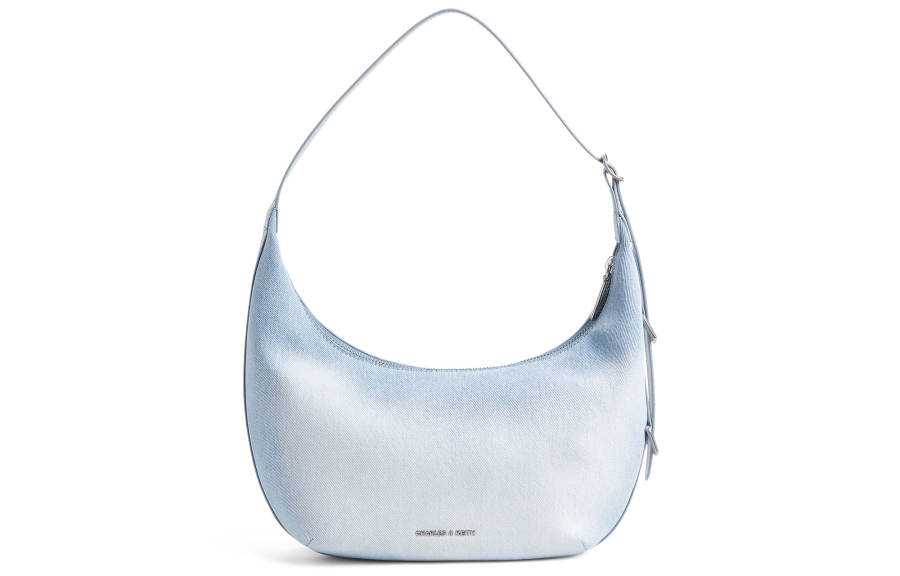 CHARLES&KEITH Charles & Keith Fabric With Soft Denim Shoulder Bag Medium Women's Light Denim Blue/Silver Denim Blue
