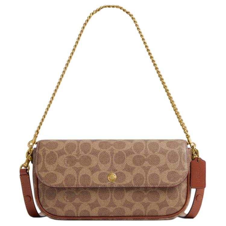 COACH COACH Artificial Leather Shoulder Bag Medium Women's Brown Yellow/Caramel