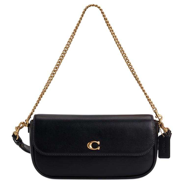 COACH COACH Cow Leather Shoulder Bag Medium Women's Black