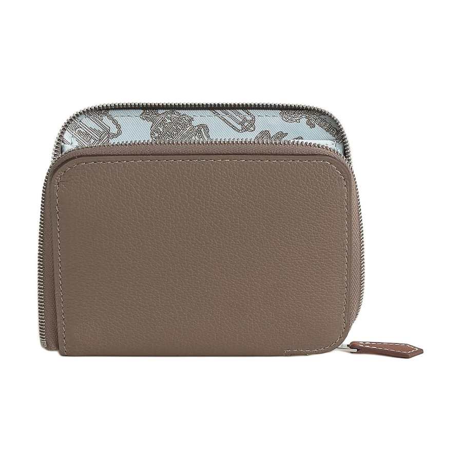 HERMES Silk'In Evercolor Taurillon Clemence Leather With Barénia Leather Card Holder Women's Taupe