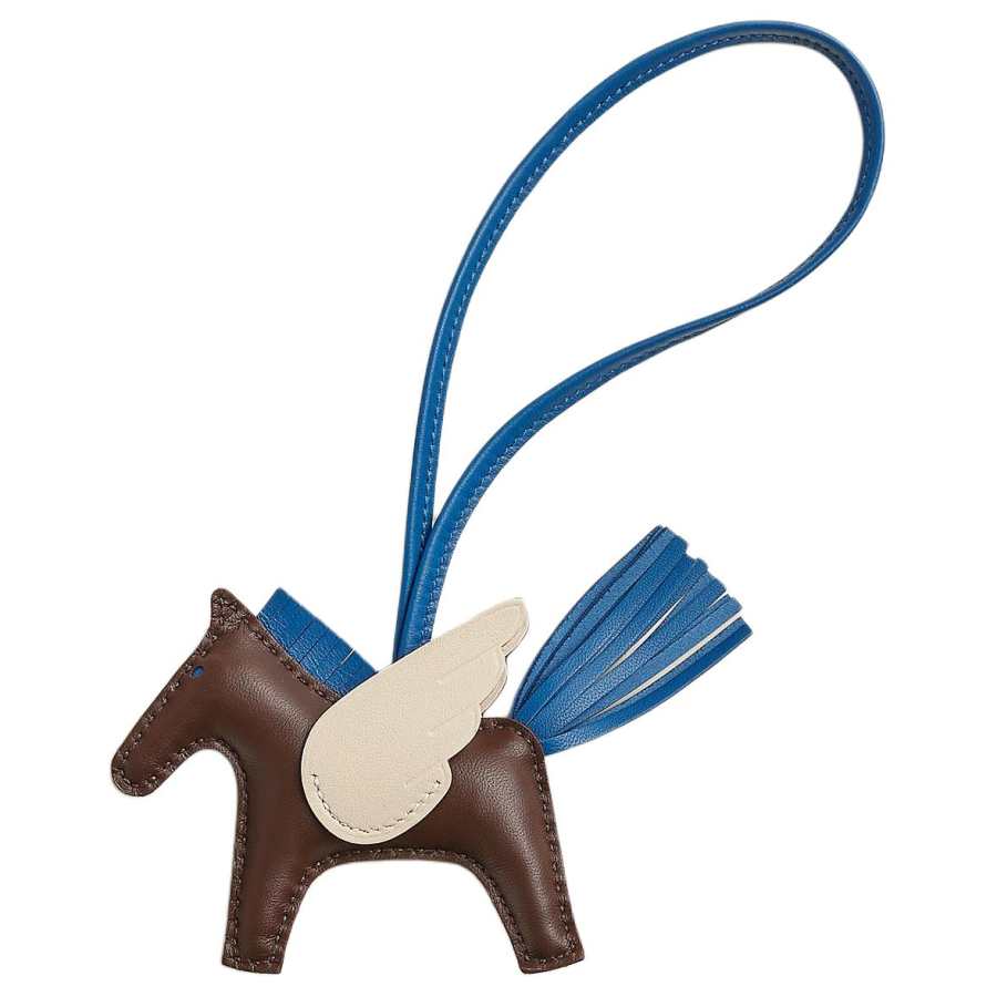 HERMES Rodeo Pegase Milo Lambskin With Swift Calfskin Bag Accessory Unisex Chocolate & French Blue & Chalk