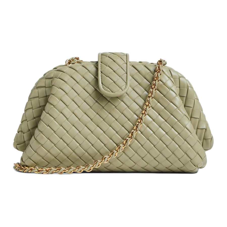Bottega Veneta Lambskin Clutch Small Women's Green