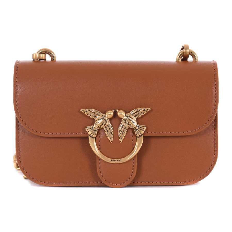 PINKO Calfskin Crossbody Bag, Shoulder Bag Women's Brown