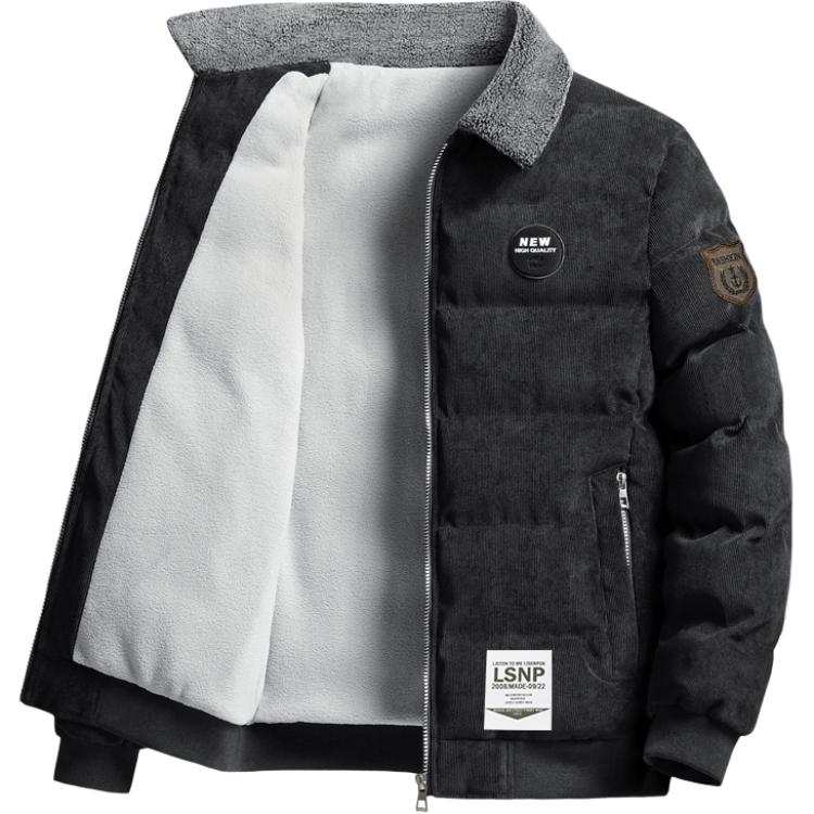 LISENPOK Puffer Jackets Unisex Lapel Moderate Cargo Puffer Jacket