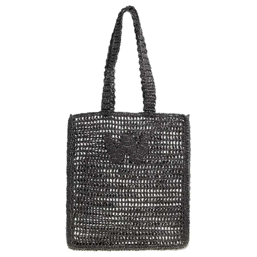 WEEKEND MaxMara Raffia Tote Bag, Shopping Bag, Shoulder Bag Women's Black