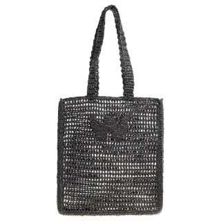 WEEKEND MaxMara Raffia Tote Bag, Shopping Bag, Shoulder Bag Women's Black