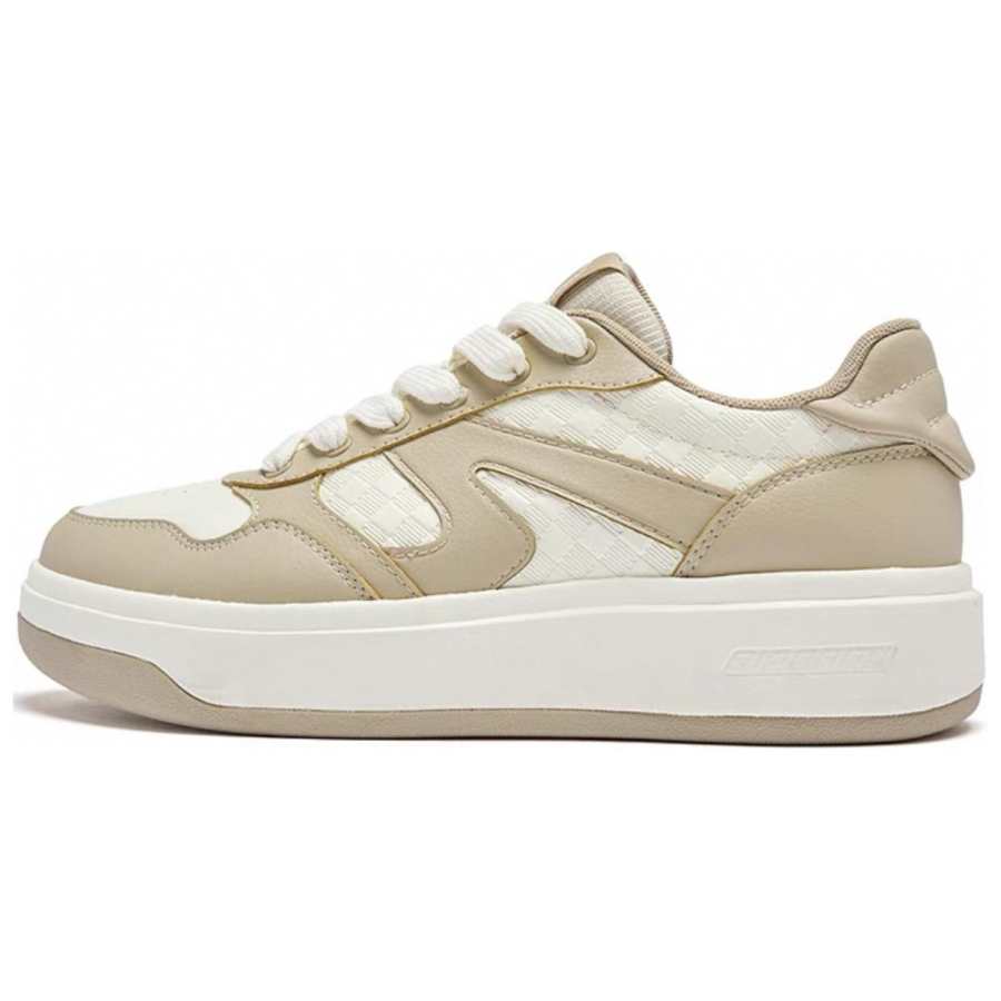 QIAODAN Coverage Slip Resistant And Abrasion Resistant Low Top Skateboard Shoes Men's White Brown
