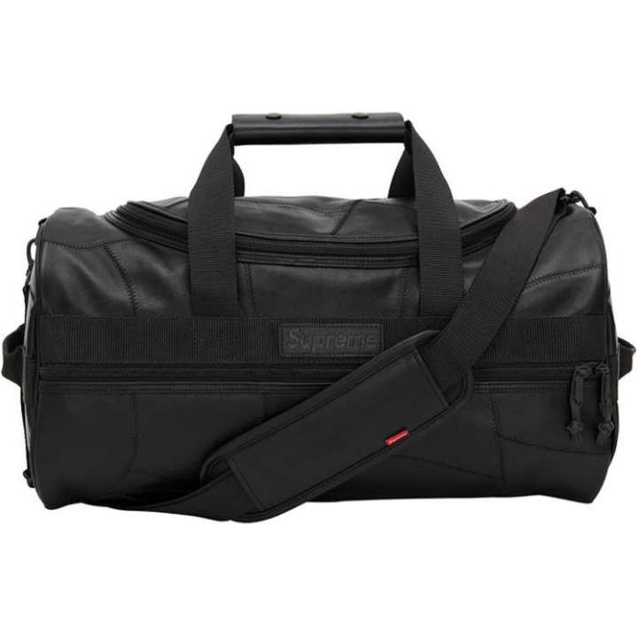 Supreme Supreme Patchwork With Cow Leather Handbag, Gym Bag, Travel Bag Unisex Black