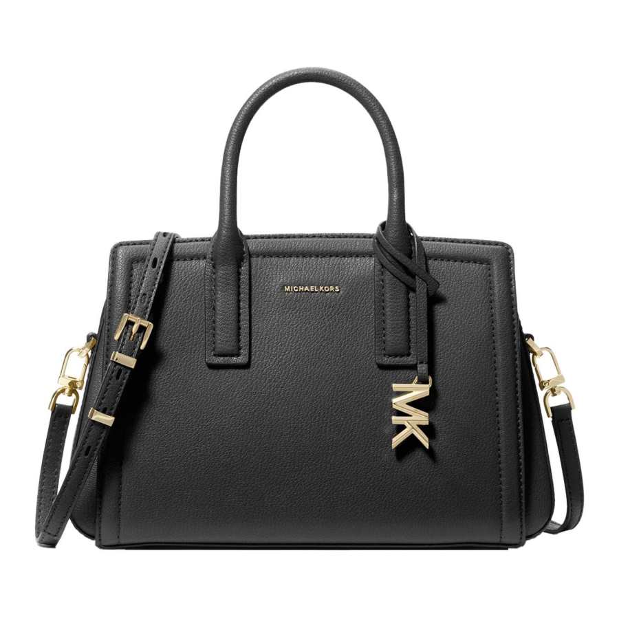MICHAEL KORS Laila Split Cow Leather Tote Crossbody Handbag Small Women's Black