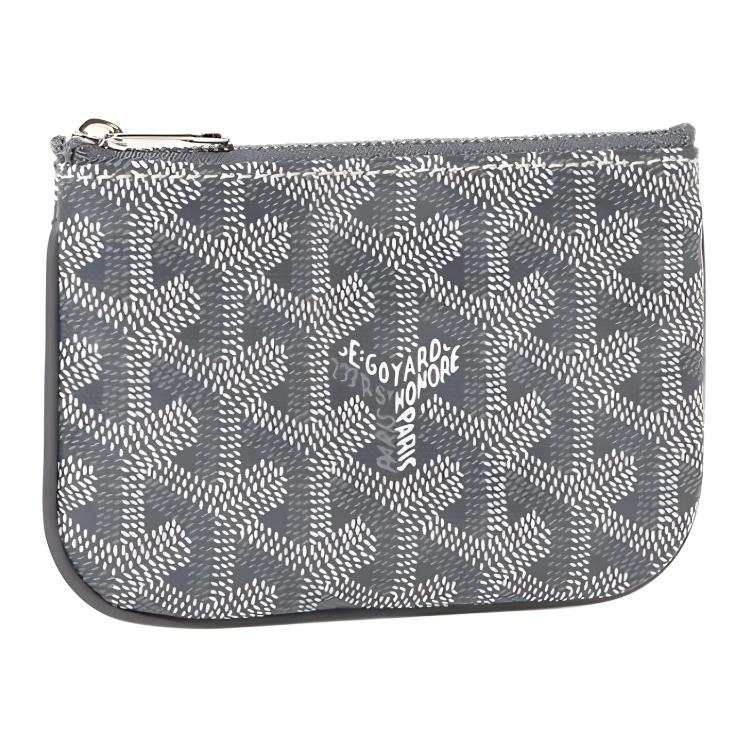 GOYARD Canvas With Calfskin Key Pouch Nano Unisex Gray