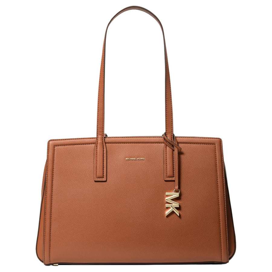 MICHAEL KORS Leather Tote Bag, Shopping Bag, Shoulder Bag Women's Cognac Brown