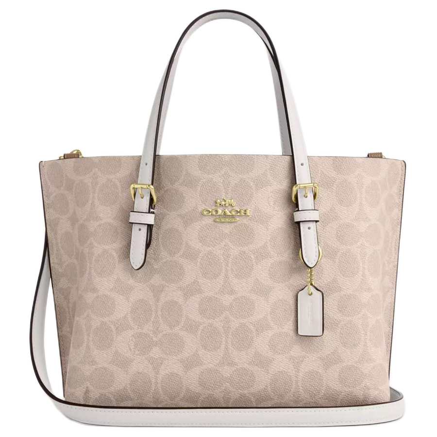 COACH Mollie Coated Canvas Tote Bag, Shopping Bag, Shoulder Bag, Crossbody Bag, Handbag 25 Women's Sand & Chalk