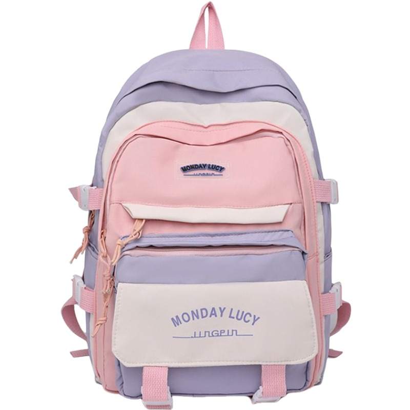 Tonlion Fabric Backpack Regular Unisex Black/Purple/Blue