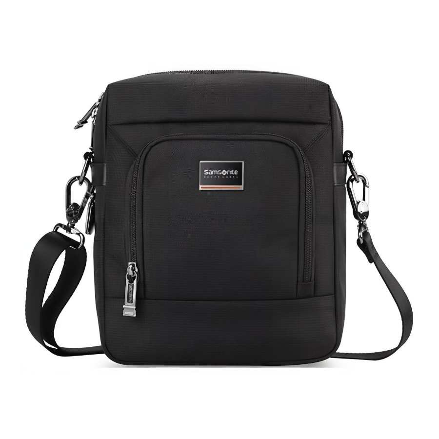 Samsonite SAMSONITE Fabric With Cow Leather Crossbody Bag, Shoulder Bag Small Men's Black