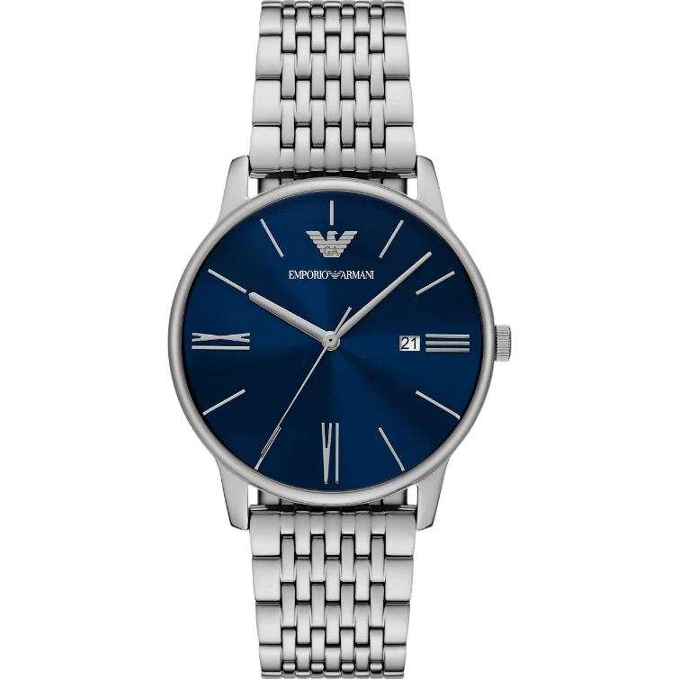 EMPORIO ARMANI Wrist Watches Quartz Movement Stainless Steel Strap 39mm Blue Dial Men's Watches