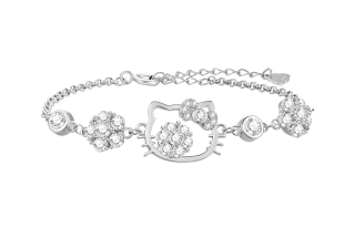 TIDECOLOR Hello Kitty 925 Sterling Silver Sterling Silver Bracelet Women's Silver